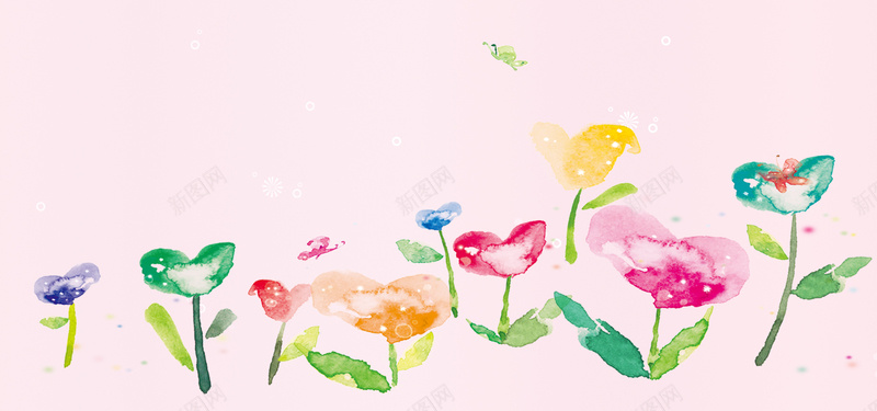 简约水彩花背景psd设计背景_88icon https://88icon.com 海报banner 手绘画 水彩花 简纸 红色 卡通 童趣 手绘