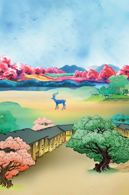 卡通自然风景海报背景背景