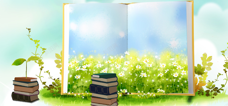 手绘花草绿色书本藤条嫩叶海报Bannerpsd设计背景_88icon https://88icon.com 书本 手绘 绿色 花草 藤条 嫩叶 海报Banner 海报banner 卡通 童趣