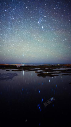 美丽夜色星空小溪倒影APP手机端H5背景高清图片