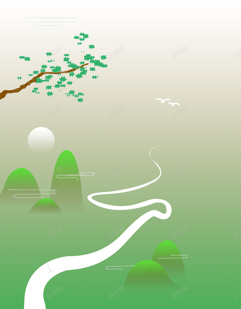唯美古典春季山水背景psd设计背景_88icon https://88icon.com 古典 唯美 山水 春季 背景 中国风 手绘 四季变化