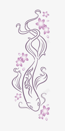 矢量花和鱼素材