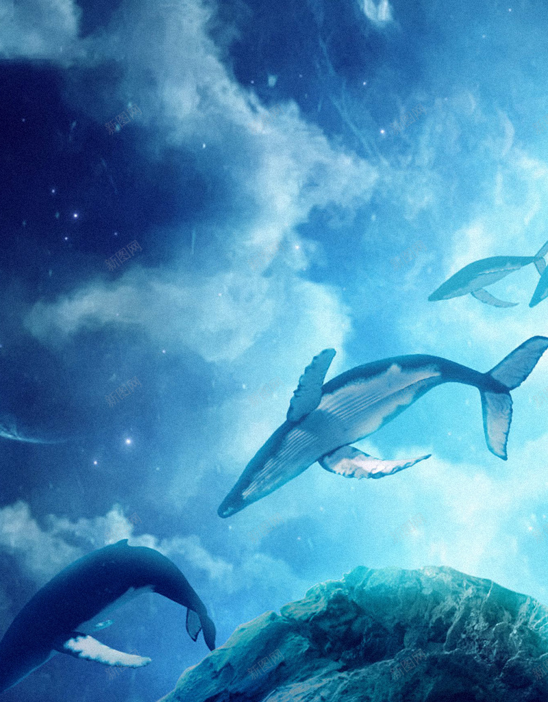 蓝色海洋H5背景jpg设计背景_88icon https://88icon.com 梦幻 浪漫 海洋 蓝色 鱼儿 H5背景 H5 h5
