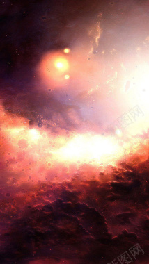 橙红星空星云尘埃宇宙科幻H5背景图背景