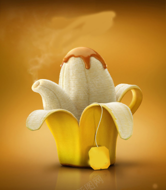 香蕉创意水果海报背景素材背景