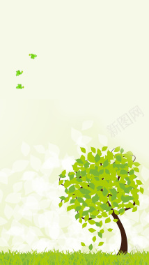 卡通绿色简约312植树节H5背景素材背景