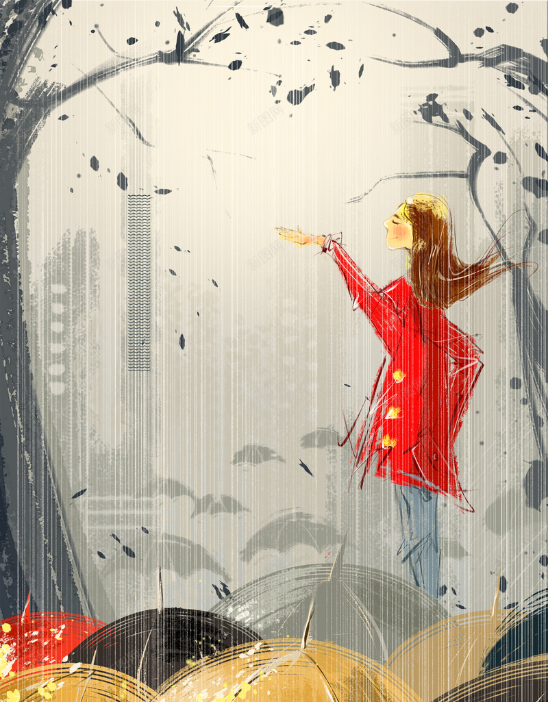 中国传统24节气插画雨水海报背景素材psd设计背景_88icon https://88icon.com 中国 传统 24节气 插画 雨水 雨伞 下雨 灰色 海报 背景 素材