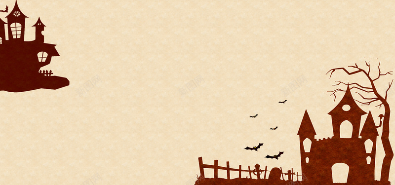 万圣节黄色牛皮纸简约卡通平面bannerpsd设计背景_88icon https://88icon.com 万圣节 牛皮纸 卡通 简约 黄色 平面 banner 城堡 蝙蝠 枯树枝