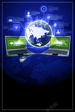 国家网络安全蓝色科技大气关注网络安全背景高清图片
