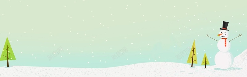 淘宝背景psd设计背景_88icon https://88icon.com 卡通背景 绿色 雪人 雪花 树 海报banner 卡通 童趣 手绘