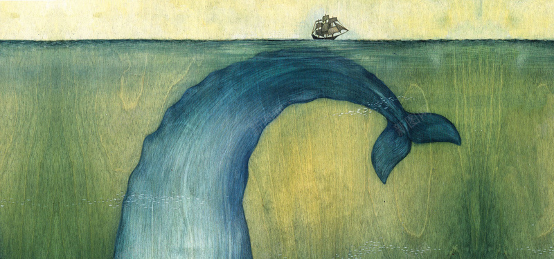 鲸鱼和船jpg设计背景_88icon https://88icon.com 海报banner 油画风 大海 帆船 绿色 卡通 童趣 手绘