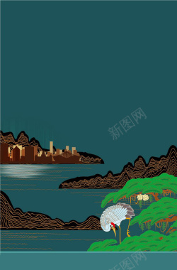 蓝色插画纹理背景背景