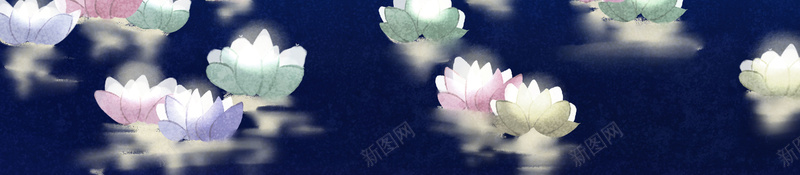 蓝色手绘中元节海报psd设计背景_88icon https://88icon.com 中元节 放花灯 手绘 祭祀 祭祖 七月半 农历 桥 蓝色