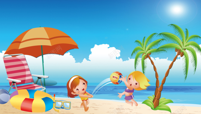 沙滩玩具特卖海报背景素材背景
