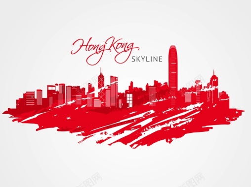 香港城市建筑剪影背景模板背景