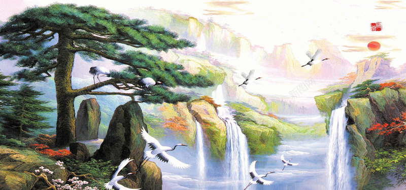 山水风景画背景