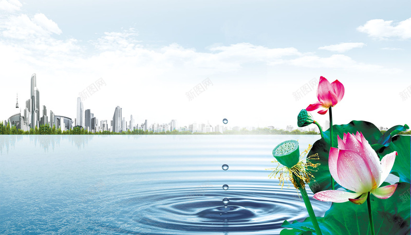 商务背景图psd设计背景_88icon https://88icon.com 详情页海报 商务 水岸 荷花 风景 科技 科幻