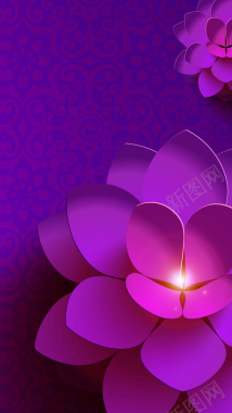 紫色花卉H5背景背景