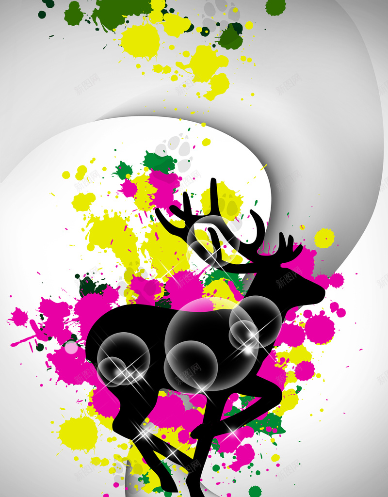 创意动物背景素材jpg设计背景_88icon https://88icon.com 创意海报 动物 渐变 色彩 鹿 卡通 童趣 手绘