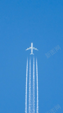 蓝色背景上的飞机H5素材背景