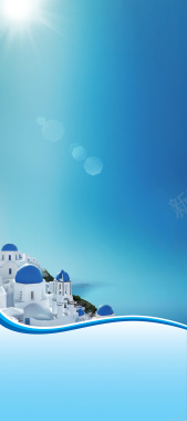 地中海建筑风格海报背景模板背景