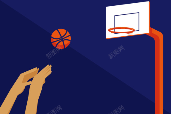 卡通扁平篮球投篮球赛背景素材背景