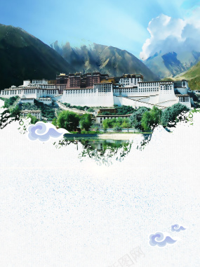 大气浪漫西藏印象旅游海报背景素材背景