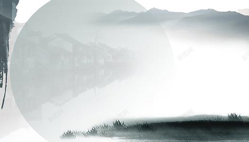 古韵上水日落背景图jpg设计背景_88icon https://88icon.com 山水 房子 日落 黑色 古韵背景 上水 摄影 古宅