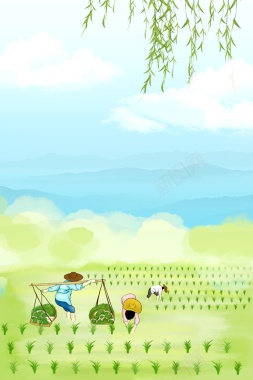 简约二十四节气芒种背景背景