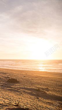海边沙滩黄昏夕阳背景H5背景素材背景