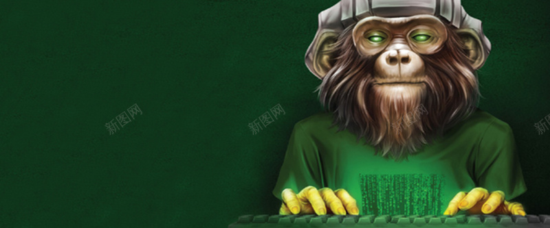 招聘程序猿创意动物绿色背景