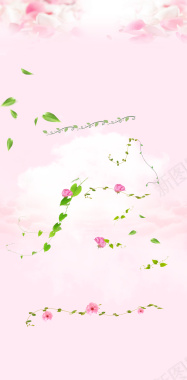 粉色花藤蔓微商产品海报背景素材背景