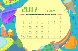 2017年日历表2017卡通可爱欢乐日历背景素材高清图片