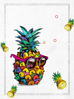 水果店展板背景创意卡通可爱水果菠萝促销海报背景高清图片