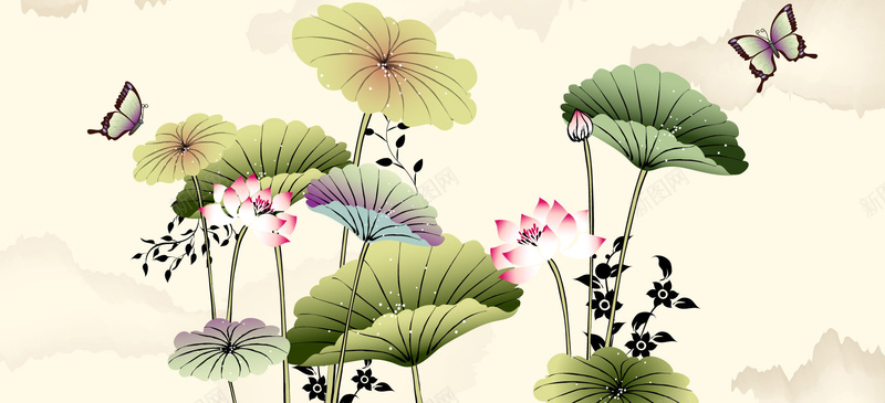 小清新素雅纯洁荷花中国风唯美高清背景图jpg设计背景_88icon https://88icon.com 海报banner 小清新 文艺 简约 小清新素雅纯洁荷花中国风唯美高清