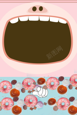 吃货节甜甜圈扁平广告背景