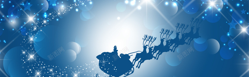 蓝色夜空圣诞马车背景背景