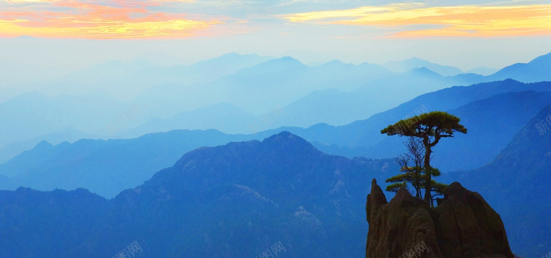 迎客松山峰上的松树jpg设计背景_88icon https://88icon.com 层山 海报banner 摄影 风景 迎客松 山峰上的树