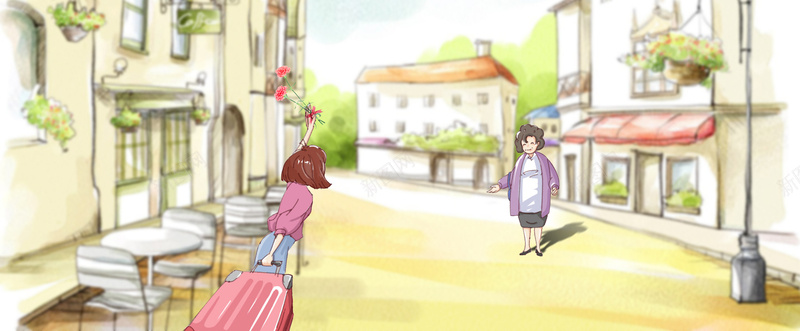 母亲节手绘母女温馨插画黄bannerpsd设计背景_88icon https://88icon.com 母亲节 手绘 母女 母亲 感恩母亲节 温馨 文艺 小清新 简约 素材 广告 设计 背景 亲情