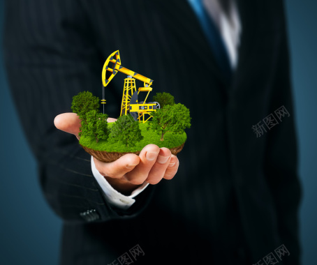 手托绿色油井科技金融图片背景