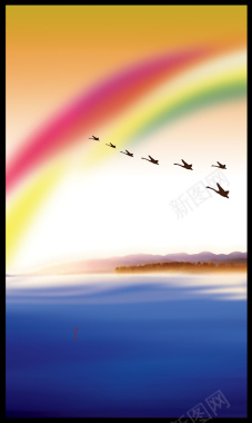 彩虹大海海鸟背景背景