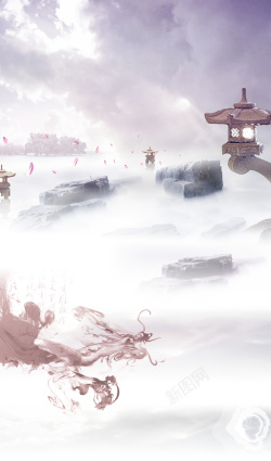石灯古风大气背景高清图片