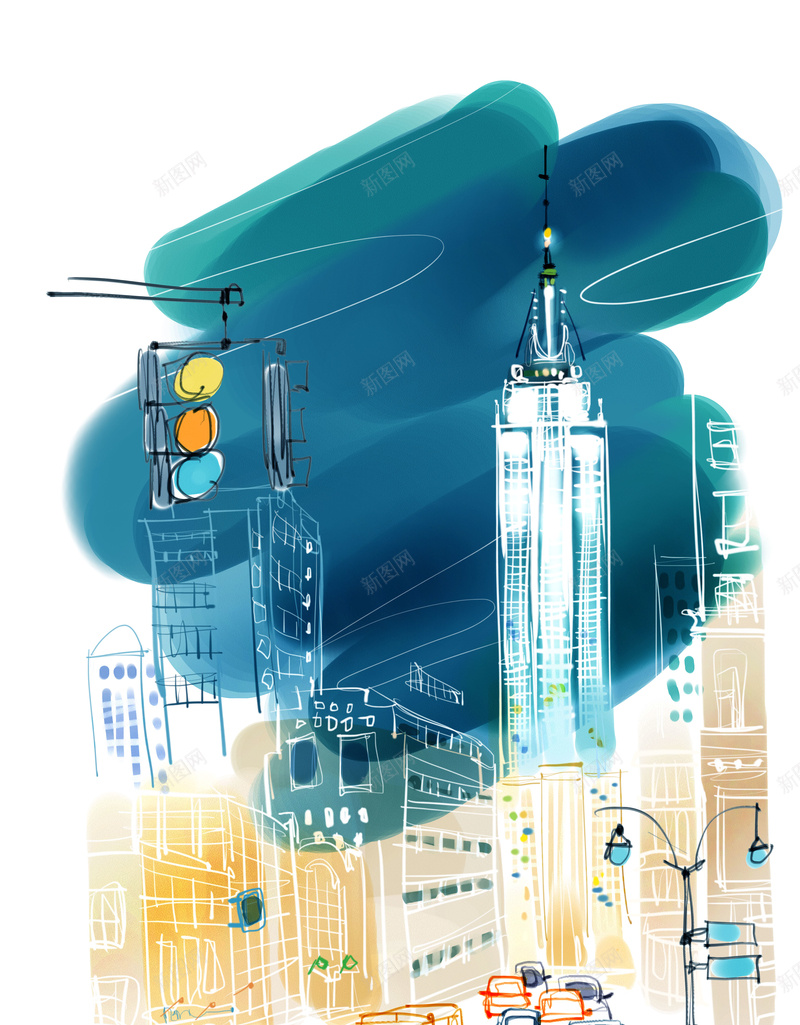 城市插画海报背景jpg设计背景_88icon https://88icon.com 城市 天空 手绘 插画 车子 卡通 童趣