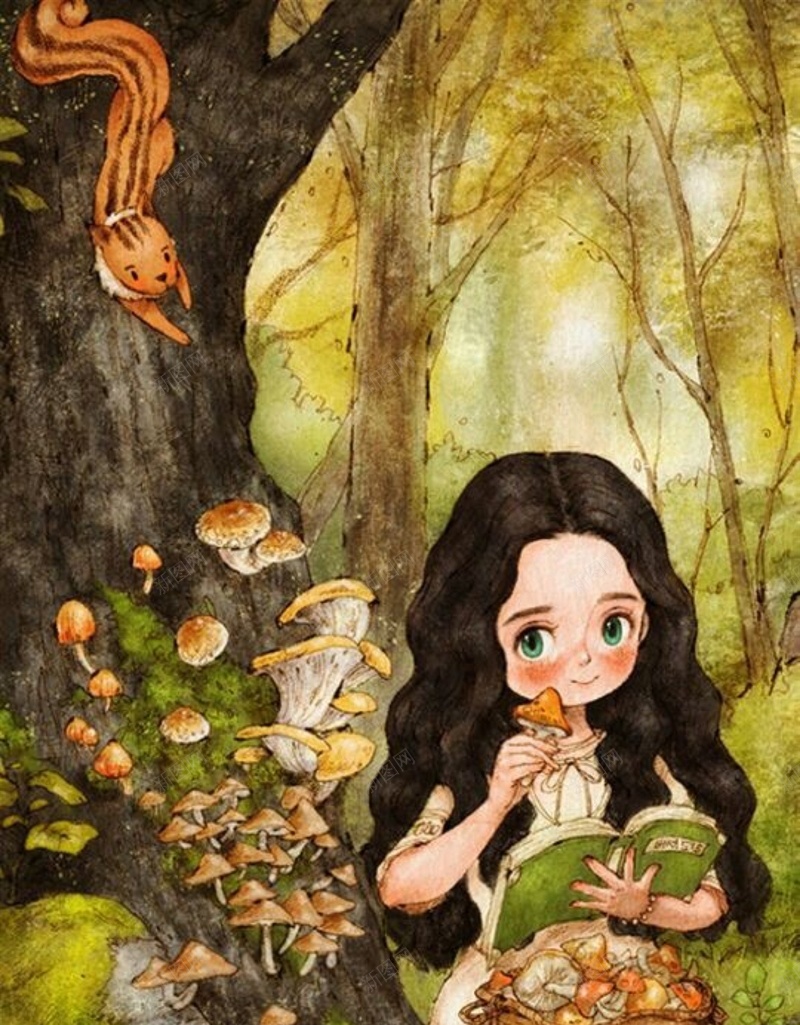 手绘采蘑菇的女孩H5背景jpg设计背景_88icon https://88icon.com 女孩 手绘 插画 蘑菇 蛇 H5背景 H5 h5 卡通 童趣