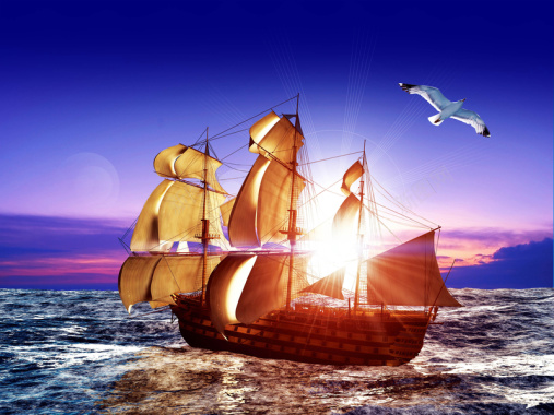 远洋航帆海报背景素材背景