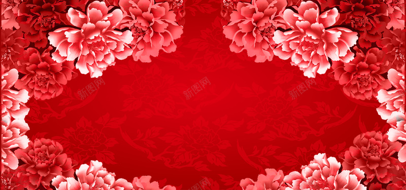 淘宝开业首页海报banner背景jpg设计背景_88icon https://88icon.com 淘宝 开业首页 海报banner背景 大红色背景 花开富贵 牡丹 海报banner