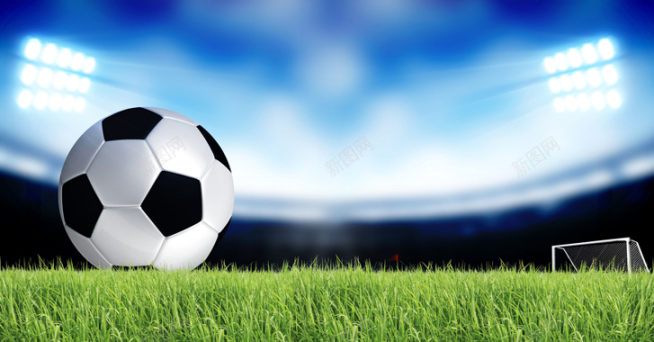 蓝色草坪球场足球比赛海报背景背景