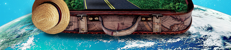 蓝色创意环游世界海报jpg设计背景_88icon https://88icon.com 环游世界海报 出境游 帽子 旅游 飞机 夏季旅行季 蓝色 蓝天 箱子