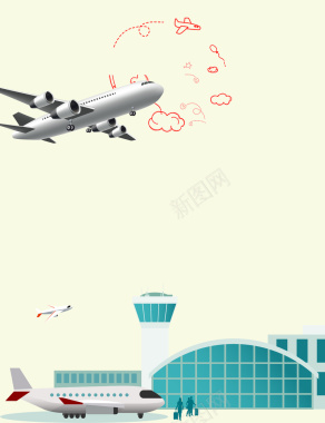机场飞机海报背景素材背景