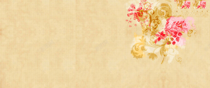 手绘宣纸欧洲花束背景图jpg设计背景_88icon https://88icon.com 海报banner 小清新 文艺 简约 手绘欧式花束藤蔓宣纸